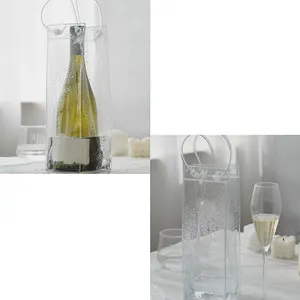 Custom Logo Color Design Outdoor Portable Travel Transparent Clear Wine Bottle Cooler Ice Tote Handle Storage Bag Pouch