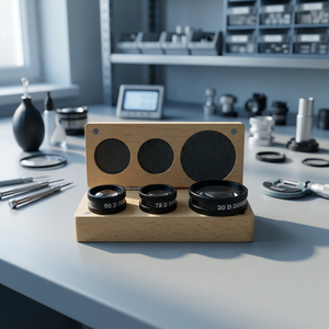 Juego de lentes de optometría de calidad premium, combo de tres lentes 20D, 90D y 78D, oftalmología y optometría en una caja de madera. - Product Image 6