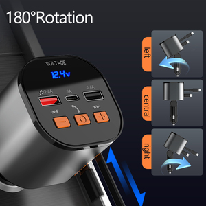 Câble rétractable prix usine 4 en 1 chargeur de voiture multifonction rétractable avec fonction radio FM pour téléphone Techno PT 3 X USB - Product Image 5