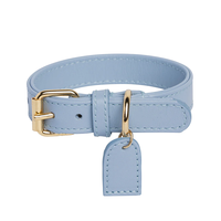 Collare per Cani in Morbida Pelle di Lusso Personalizzato con Chiusura a Strappo, Anello a D Regolabile e Lavabile
