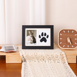 Cadre <span class=keywords><strong>photo</strong></span> commémoratif pour empreintes de pattes de chien et de chat, fait main, sans lavage, avec tampon d'impression DIY, pour empreintes de mains et de pattes d'animaux de compagnie, pour l'international - Product Image 2