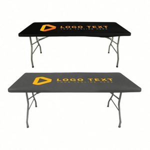 Housse de table personnalisée 4ft 5ft 6ft 8ft en spandex extensible, nappe personnalisée avec logo d'entreprise, mariages, événements, salons professionnels - Product Image 2