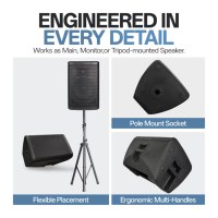 Précision Pro Audio CAO08D3 500W Haut-parleur en plastique de 8 pouces Haut-parleurs alimentés par Bluetooth Professionnel Actif avec écran DSP