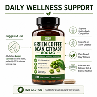 Cápsulas de Extracto de Café Verde Vegano Sin GMO, Ácidos Clorogénicos Estandarizados, Fórmula a Base de Plantas con Etiqueta Limpia, Bienestar Diario