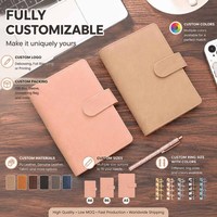 Meilleure vente A6 spirale Budget classeur cahier 6 étanche feuilles mobiles clair sacs à zip-lock affaires PU cuir journal accessoires