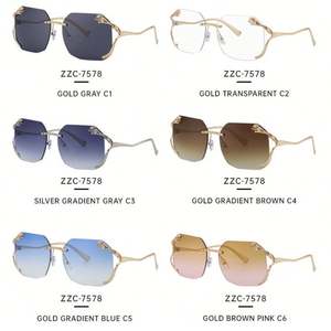 Gafas de Sol Cuadradas Extra Grandes de Moda Vintage 2025 con Logotipo Personalizado, Protección UV400, Patillas Metálicas, Sin Montura, Unisex - Product Image 6