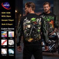 QZFSO Custom OEM Heavyweight Streetwear Rhinestone Oversized Crewneck Vintage Biker Style Graphic Print Strass Sweatshirt.