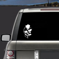 2 autocollants décoratifs universels en PVC auto-adhésifs, imperméables, écologiques, couleur personnalisée, crâne rose, pour vitres et carrosserie de voiture