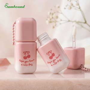 Botella de Brillo Labial Cuadrada Personalizada de 4ml con Cadena Colgante, Botella de Colorete Líquido con Gancho, Tapa PETG, Tubo de Brillo Labial Totalmente Transparente con Logotipo UV - Product Image 1