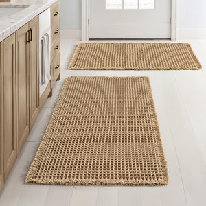 Tapis de sol de salle de bain antidérapant en tissu gaufré thermocollé, design à pompons, absorbant l'eau, pour l'entrée de la douche - Product Image 1
