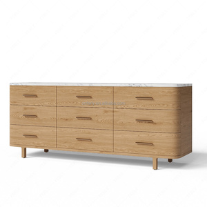 <span class=keywords><strong>Commode</strong></span> en bois moderne FERLY à 9 tiroirs avec plateau en marbre, armoire de rangement contemporaine à façade incurvée <span class=keywords><strong>pour</strong></span> <span class=keywords><strong>chambre</strong></span> à coucher - Product Image 2