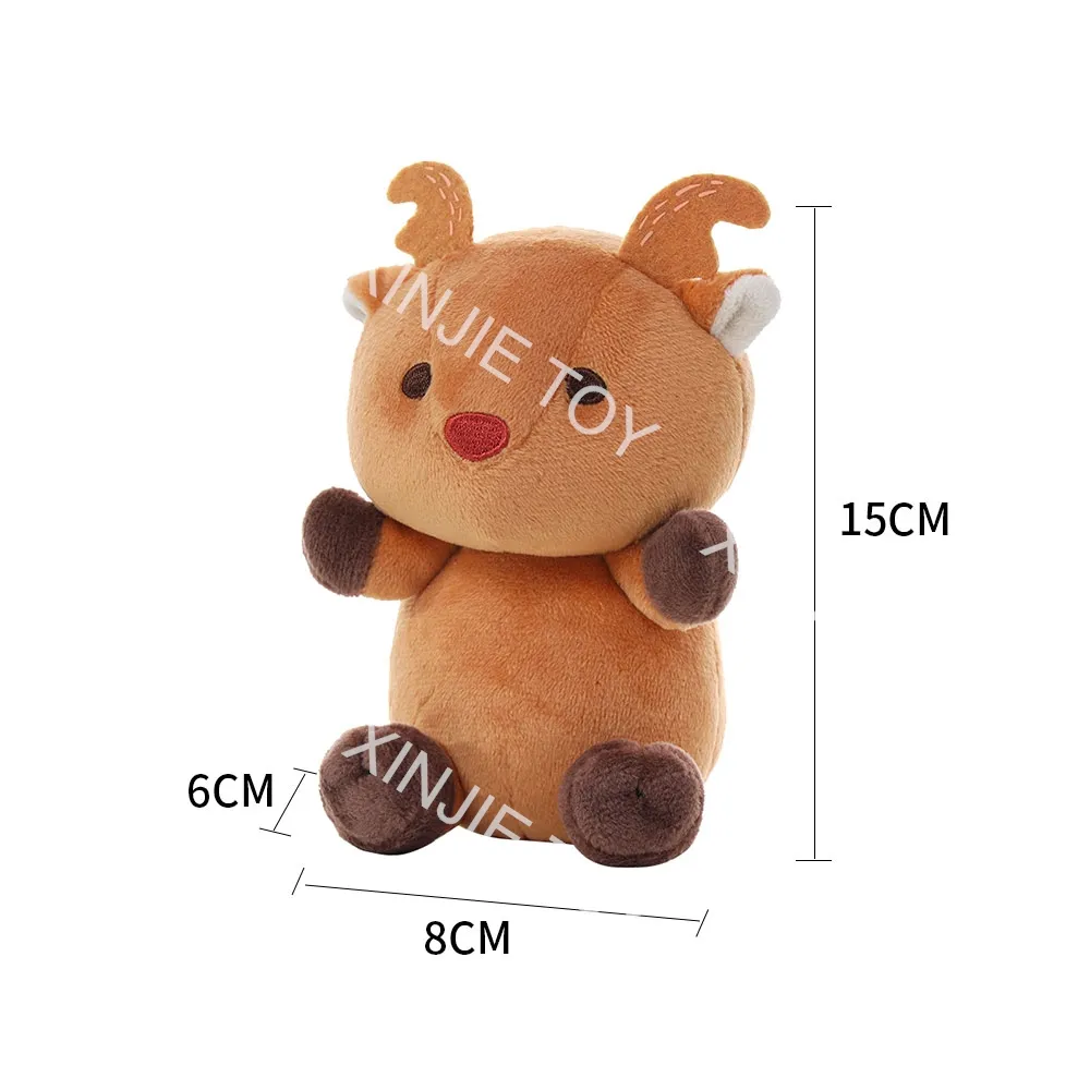 New Xmas 15 cm brown sitting Christmas elk Plush Toys With embroidery Custom Cute cartoon reindeer Soft Plush toy Christmas