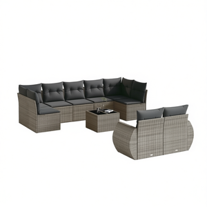 Set Divano da Giardino Moderno in Rattan Grigio PE a 6 Posti, Arredamento da Esterno dal Design Contemporaneo con Piedini Regolabili - Product Image 1
