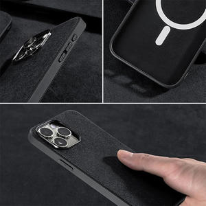 Funda magnética de cuero Alcantara de lujo italiano para teléfono móvil iPhone 15 Pro Max impermeable diseño Simple logotipo personalizado en caja - Product Image 3