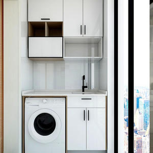 ตู้ครัวทันสมัยระเบียงตู้เก็บของพร้อมคุณสมบัติซักผ้า - Product Image 4