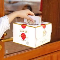 Boîte à gâteau carrée jetable pratique avec poignée, vitrine de haute qualité avec couvercle transparent, pour cadeaux alimentaires, en papier PET mat, pour sushis, vente en gros