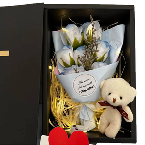 Luxury soap Flower bear bouquet with 7 flower roses Cute Bear Anniversary Wedding <b>Gift</b> <b>Box</b> Valentine's Day - Product Image 6