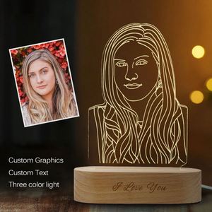 Nueva Lámpara de Noche Acrílica 3D Personalizada de 3 o 1 Colores, Estilo Dibujo Lineal, para Regalo de Boda/San Valentín/Día de la Madre/Navidad/Familiar - Product Image 4