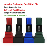 Vente en gros de boîte de luxe pour bijoux en cuir et velours avec lumière LED boîte d'emballage de papier de bijoux pour collier personnalisé avec logo