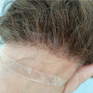 Prothèse capillaire ondulée pour <span class=keywords><strong>homme</strong></span>, base en dentelle intégrale respirante de 20 mm, couleur 5 brun clair naturel, cheveux humains de qualité supérieure - Product Image 3
