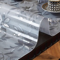 1 pièce de protection de table en plastique transparent épais, motif marguerite givrée, 1,5 mm