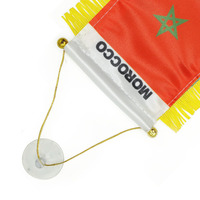 Royaume du Maroc double face polyester satin promotion voiture vue arrière Mini fanion bannière drapeaux de voiture avec glands