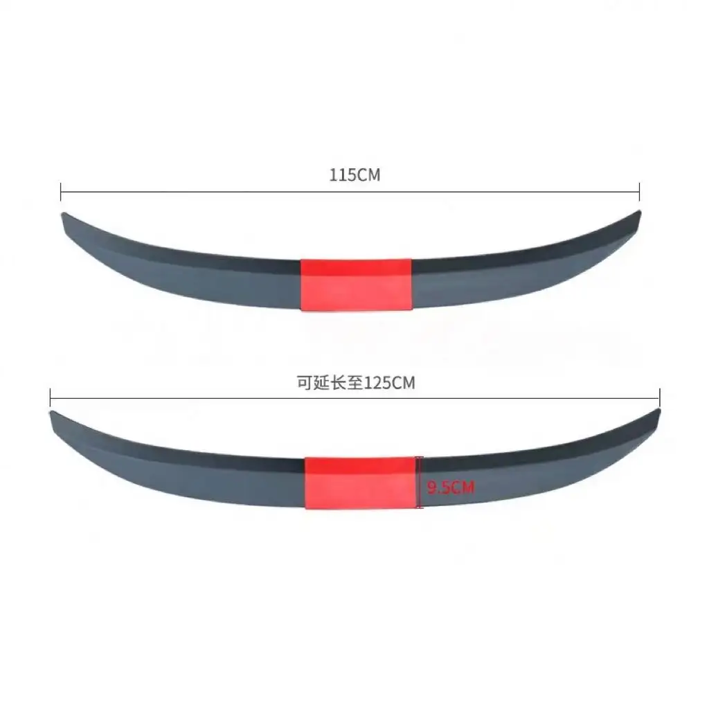 3pcs Universal Black Trunk Tail Rear Wing Spoiler 115-125CM For Universal Car Accessories Adjustable DIY Parts Modification