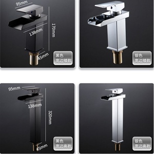Bathroom Sink Taps Bathroom Mixer Tap Waterfall Spout Bathroom Sink Taps with Single Lever Hot Cold Water <b>Adjustable</b> Sink Taps - Product Image 3