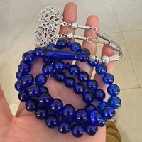 Nouveau style de tasbih personnalisé en ambre bleu clair et foncé, perles de prière islamiques musulmanes, chapelet, misbaha, tesbih, sibha