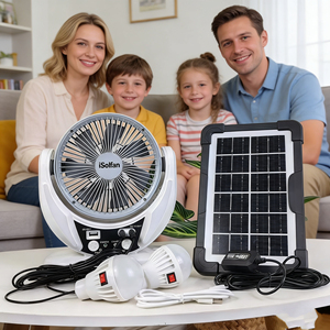Ventilateur de table solaire portable rechargeable intelligent personnalisé avec éclairage LED extérieur et fonction de refroidissement par air électrique - Product Image 1