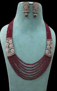 Fabricant indien 6 couches femmes plaqué or Bollywood Kundan Style ethnique mariage fiançailles perle Mala collier ensembles - Product Image 3