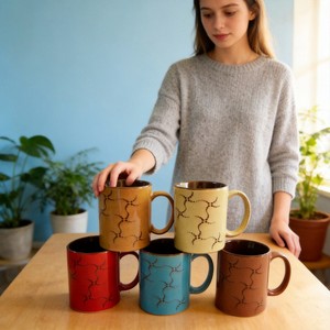 Tasses et mugs à café turc de haute qualité 10 oz - Céramique en grès, design Wabi-Sabi - Product Image 5