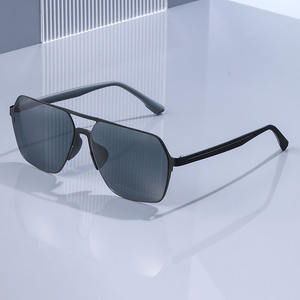 Nouvelles lunettes de soleil carrées pour hommes, monture en métal, verres TAC, protection UV400, couleur noire, pour la conduite en extérieur - Product Image 1