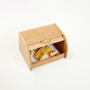 Factory wholesale bamboo and wooden bread boxes, roll-top food storage boxes, <b>kitchen</b> bamboo storage boxes - Product Image 3
