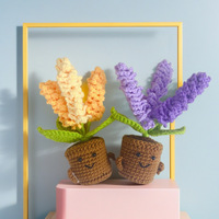 Tanaman Lavender Rajutan Energi Positif dalam Pot, Bunga Buatan Tenun Tangan, Ornamen Meja, Boneka Lucu