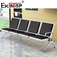 Fauteuils de Réception Ekintop en Cuir, Chaise d'Attente d'Aéroport, Banc d'Attente Public 3 Places