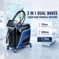 Pré-vente : Appareil d'épilation laser à impulsions longues Alexandrite 755nm et laser Nd Yag 1064nm à double longueur d'onde pour l'élimination des taches vasculaires, idéal pour les cliniques.