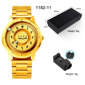 นาฬิกาข้อมือผู้ชายสแตนเลสสตีล ตัวเลขแบบอารบิก ตัวชี้แม่เหล็กแบบลูกเหล็ก นาฬิกาควอตซ์สุดหรู นาฬิกาทองคำผู้ชาย SABR - Product Image 6