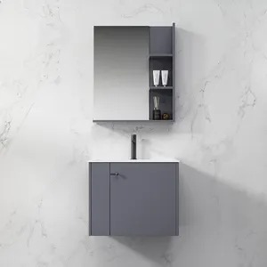 Cheap Floating Small Dark Gray Bathroom Furniture Vanity With Mirror Shelf