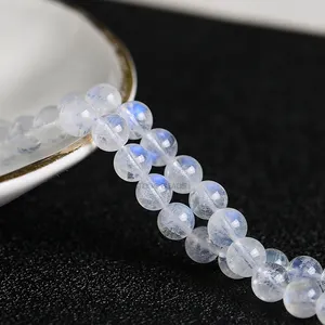 Moonstone Beads JD 4/6/8/10/12MM Natural Blue Flash Moonstone Beads High Quality Round Loose Spacer Gemstone For Jewelry Making