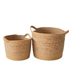 Woven Storage <b>Basket</b> Round Cotton Rope Handmade Clothing Organizer For Home Decor - Product Image 3