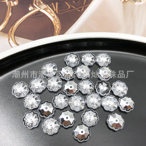 Strass en verre en forme de fleur, transparents blancs, 12 facettes, pour la création de bijoux, chaussures, sacs, vêtements, robes de mariée - Product Image 1