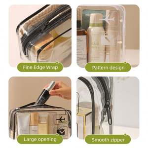 Sac de voyage transparent HANFEIZI en PVC avec grande fermeture éclair pour maquillage et accessoires - Product Image 4