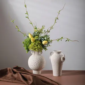 Mbrace Vaso de Cerâmica Branco Beleza Tranquila Vintage Estilo Chinês Flores Hidropônicas Secas Arranjos de Flores Minimalistas