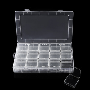 Clear Solid Color <b>Plastic</b> Storage <b>Box</b> 28cm with 15 Compartments for Jewelry Craft Organizing Flip Top Lid Transparent Container - Product Image 4
