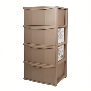 Pratika 4-<b>Drawer</b> Living Room Clothing Organizer <b>Storage</b> Unit 375x370x800mm Taupe Plastic <b>Drawers</b> - Product Image 3