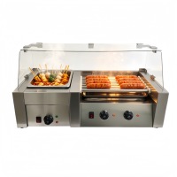 Machine à hot-dogs et chauffe-oden 2-en-1 en acier inoxydable certifiée CE 220V, 7 rouleaux, économe en énergie, facile à nettoyer