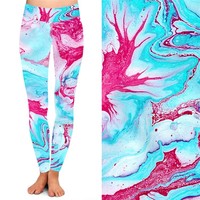 Dropshipping Imprimé marbre coloré Femmes Taille haute yoga beurre doux 92% polyester 8% spandex leggings pour femmes