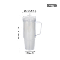Gobelets PS de 40 oz avec trou pré-percé pour personnalisation, tasses à double paroi en acrylique, bouteille, mug avec poignée, gobelet réutilisable qui brille dans le noir
