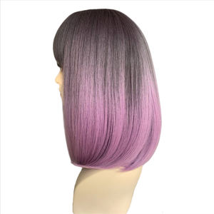 Perruque courte et droite pour femme avec frange, en fibre synthétique haute température, style Lisa bob, perruque de cosplay fabriquée à la machine - Product Image 4